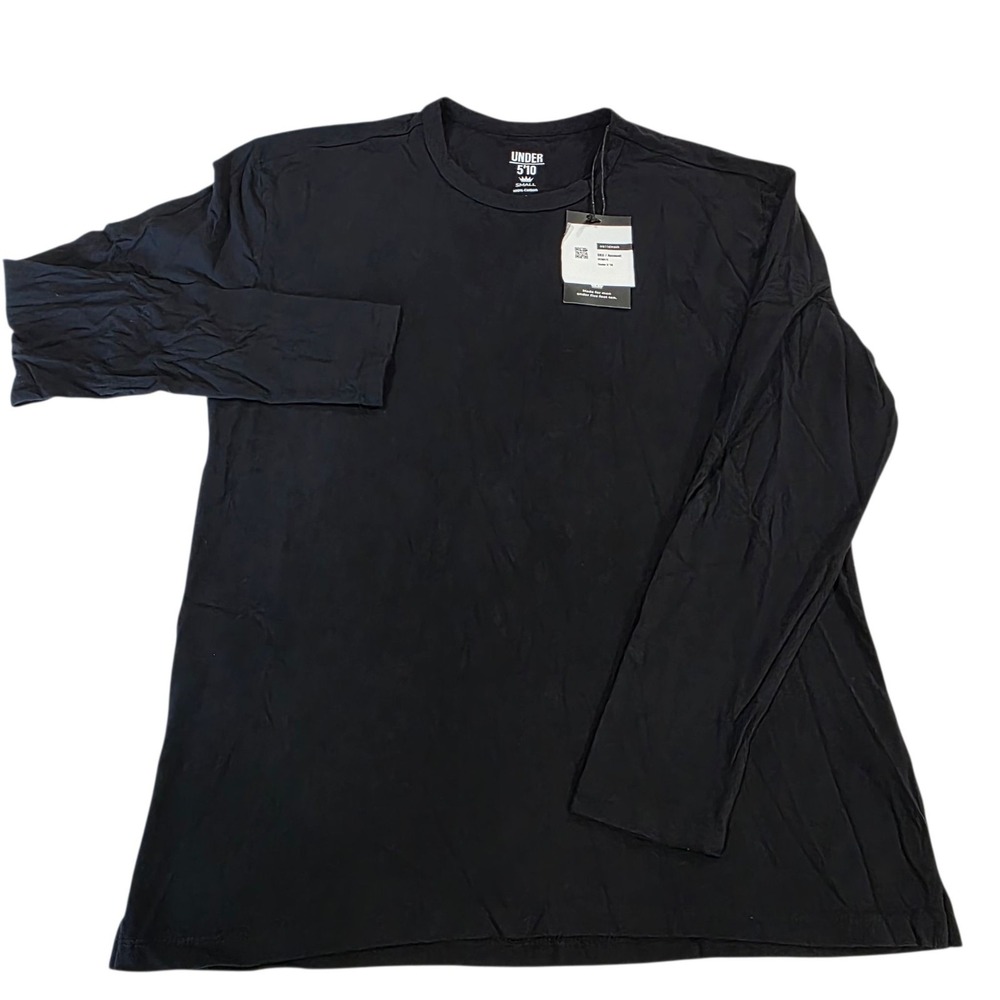 NWT‎ UNDER 5'10 Mens Long Sleeve Crew Neck T-Shirt Cotton Black Small Preppy